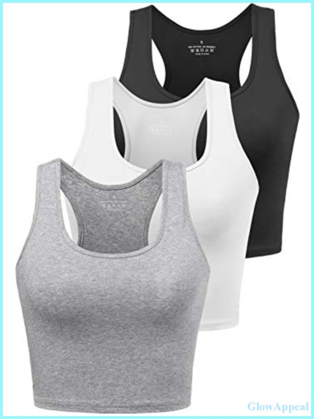 Women's Cotton Crop Tank Tops 3 Pack Sleeveless Racerback Yoga Workout